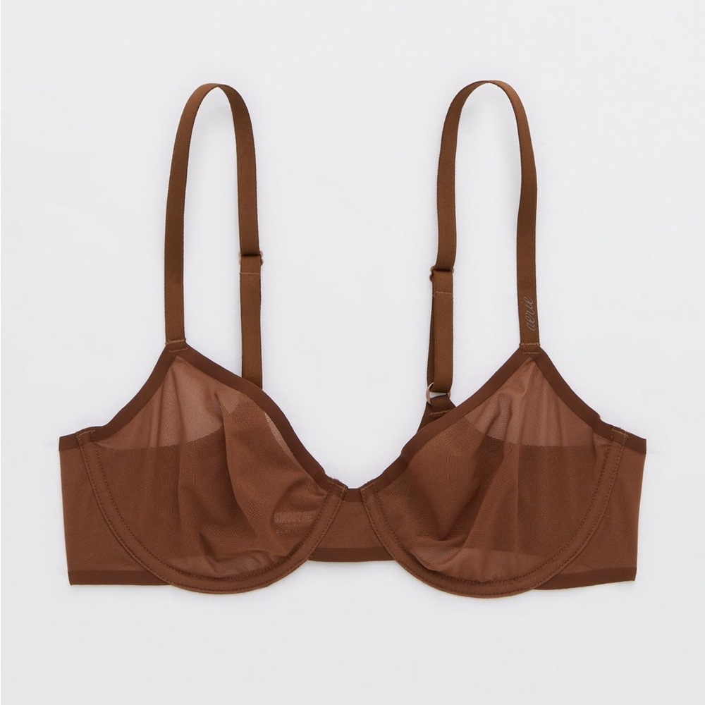 Aerie Smoothez Mesh Unlined Bra | 36B | Brand new with tags | Brown / Universe